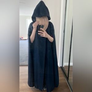 Vintage Long Dark Blue Wool Hooded Cape Cloak - cosplay Victorian or hobbit
